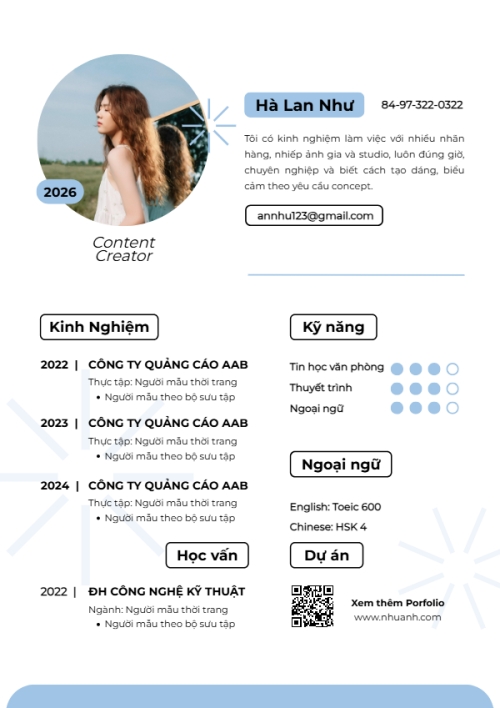 Mẫu thiết kế Hồ sơ xin việc Hồ sơ xin việc Content creator 1781539427