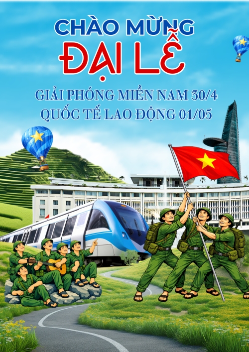 Mẫu thiết kế Poster chuẩn Nhiệt liệt chào mừng ngày Giải phóng miền Nam, thống nhất đất nước 1781078876