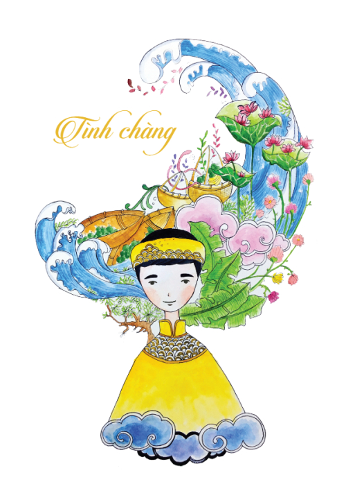 Mẫu thiết kế Ruột thiệp cưới Tình Chàng Ý Thiếp, truyền thống, traditional, dân gian, chibi, dễ thương 1780426976