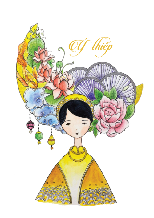 Mẫu thiết kế Ruột thiệp cưới Tình Chàng Ý Thiếp, truyền thống, traditional, dân gian, chibi, dễ thương 1780431493