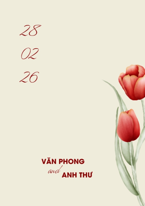 Mẫu thiết kế Ruột thiệp cưới Thiệp cưới Hoa tulip đỏ 1780435989