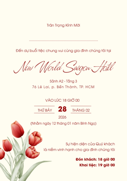 Mẫu thiết kế Ruột thiệp cưới Thiệp cưới Hoa tulip đỏ 1780435989