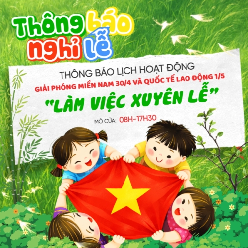 Mẫu thiết kế Bài post MXH vuông Lịch nghỉ lễ 30/4-1/5 1781073542
