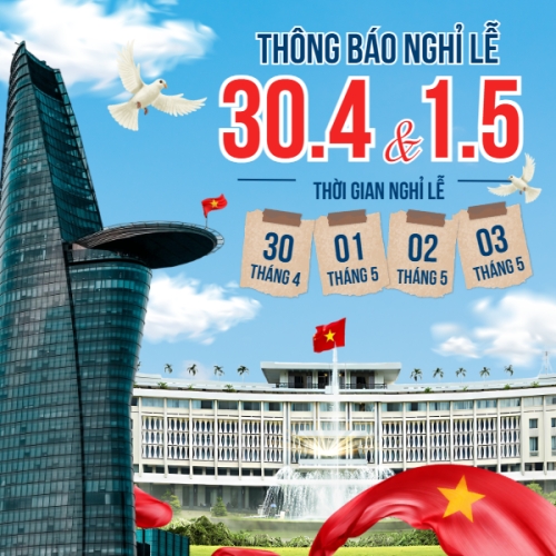 Mẫu thiết kế Bài post MXH vuông Lịch nghỉ lễ 30/4-1/5 1781073437