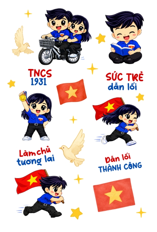 Mẫu thiết kế Nhãn Sticker - Sticker Sheets Chào mừng kỷ niệm ngày thành lập Đoàn TNCS Hồ Chí Minh 26/3 1781535420