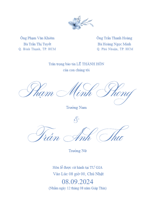 Mẫu thiết kế Ruột thiệp cưới Dusty Blue, hoa lá, thiên nhiên, floral 1780427053