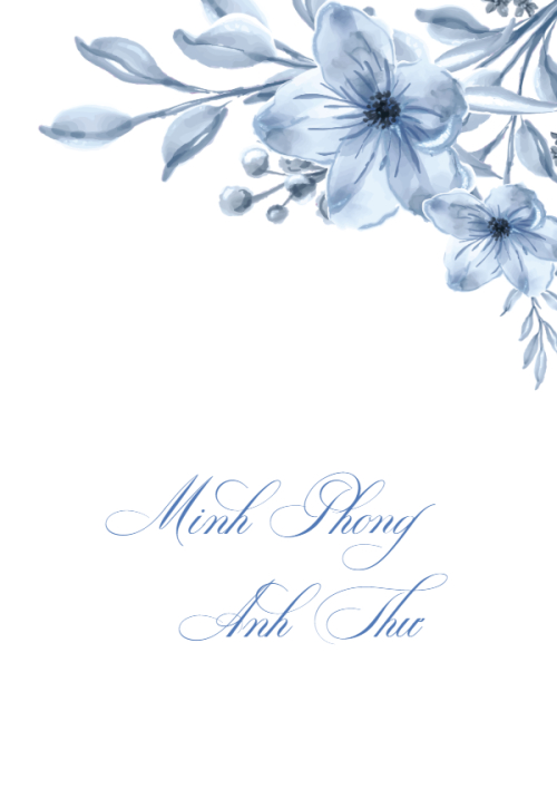 Mẫu thiết kế Ruột thiệp cưới Dusty Blue, hoa lá, thiên nhiên, floral 1780431487
