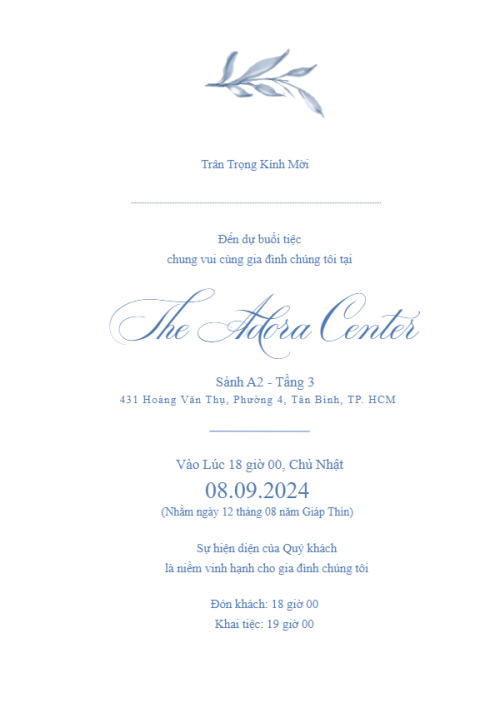 Mẫu thiết kế Ruột thiệp cưới Dusty Blue, hoa lá, thiên nhiên, floral 1780431487