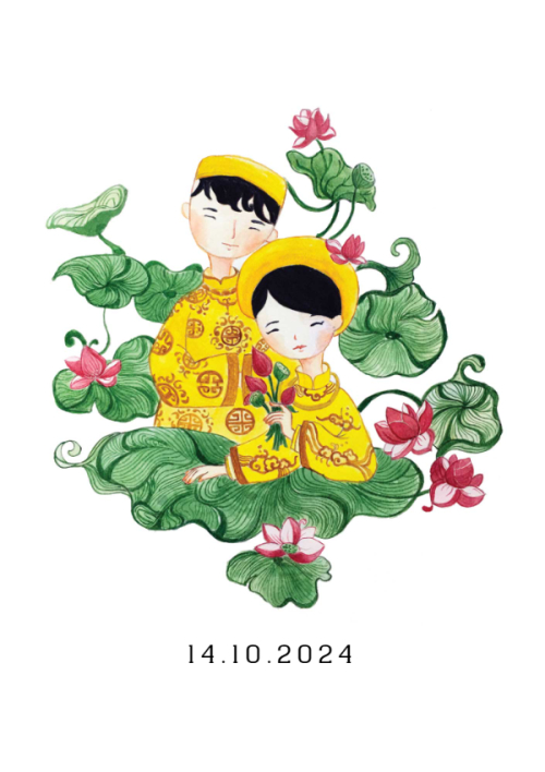 Mẫu thiết kế Ruột thiệp cưới Hương Sen, truyền thống, traditional, dân gian, dễ thương 1780431493
