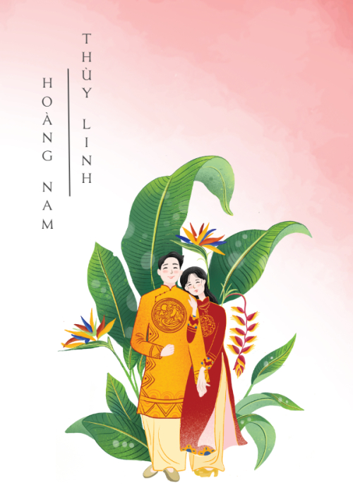 Mẫu thiết kế Ruột thiệp cưới Bản Sắc Việt 3, truyền thống, traditional, dân gian, chibi, dễ thương 1780426976