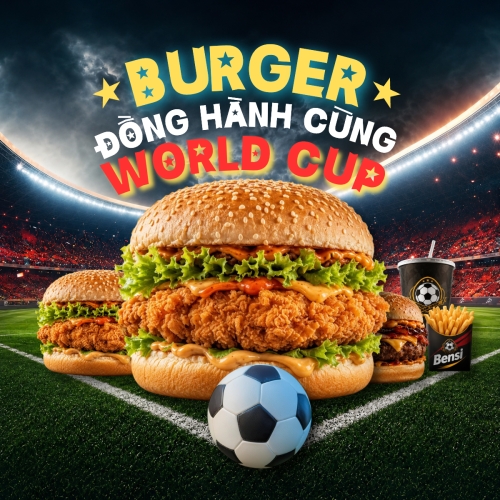 Mẫu thiết kế Bài post MXH vuông Burger đồng hành cùng Worldcup 1781503010