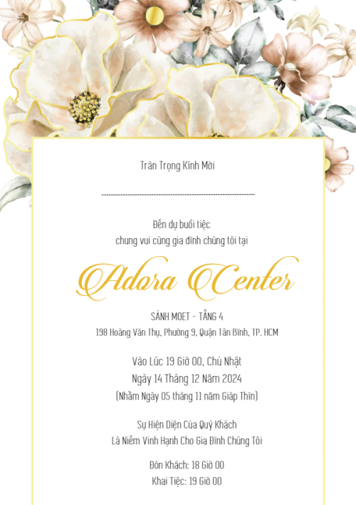 Mẫu thiết kế Ruột thiệp cưới Vàng Son, hoa lá, thiên nhiên, floral, cổ điiển, vintage 1780431507