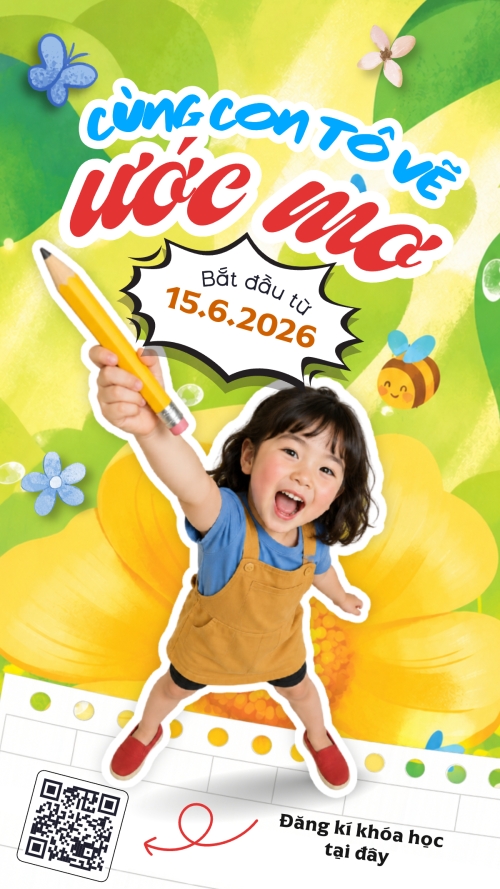 Mẫu thiết kế Bài post MXH (9:16) Cùng con tô vẽ ước mơ 1781530642