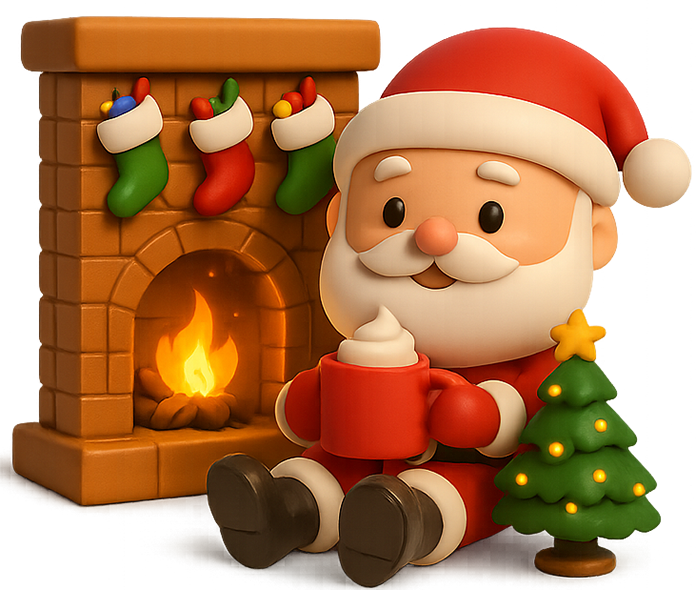 Ông già noel, giáng sinh, noel, hoạt hình, chibi, lò sưởi, vớ giáng sinh, cây thông, đồ họa 3d, ông già noel uống, Santa claus, christmas, xmas, cartoon, chibi, fireplace, christmas stockings, pine tree 2