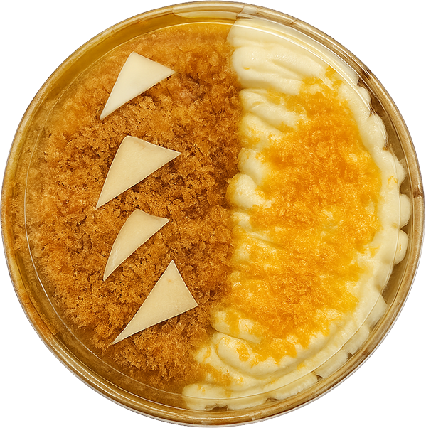 Bánh bông lan trứng muối, bánh ngọt, món ăn vặt, hộp nhựa, góc chụp từ trên xuống, trứng muối, chà bông, sốt kem, phô mai, bánh bông lan, salted egg sponge cake, sweet cake