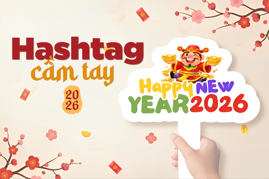 Gợi ý 100+ mẫu Hashtag cầm tay Tết 2026 đẹp, bắt trend, Thiết kế Hashtag check-in Tết Bính Ngọ sáng tạo online và miễn phí