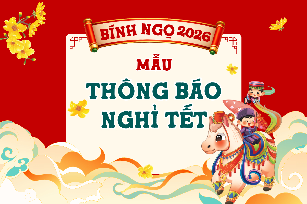 Mẫu banner thông báo nghỉ Tết Nguyên Đán năm 2026 chỉnh sửa online, sáng tạo dành cho cửa hàng, doanh nghiệp
