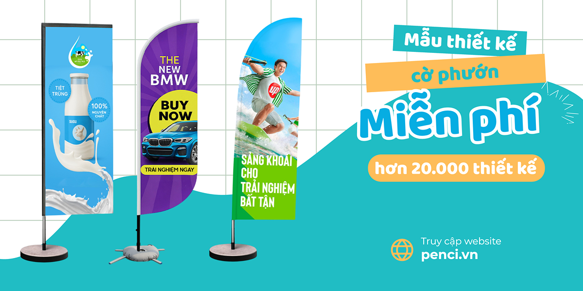 Top 15+ Mẫu thiết kế cờ phướn đẹp cho quán ăn, quán nước có thể tự thiết kế dễ dàng trên Penci
