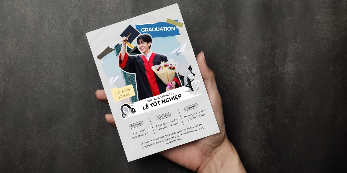 Hướng dẫn chi tiết cách tự thiết kế thư mời dự lễ tốt nghiệp miễn phí, đẹp, đơn giản trong vài phút